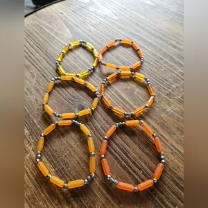 Orange and Yellow Beaded Bracelet Set
